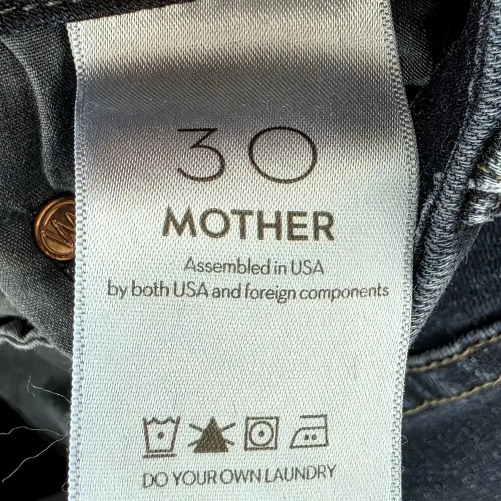 Mother Last Call Dark Wash High Waisted Looker Ankle Fray Skinny Jeans Size 30